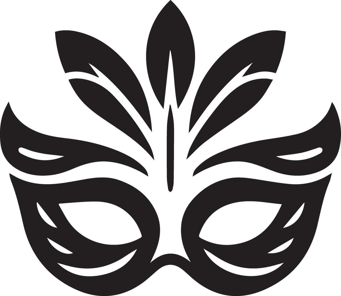 Minimal Carnival mask icon silhouette, white background, fill with black vector