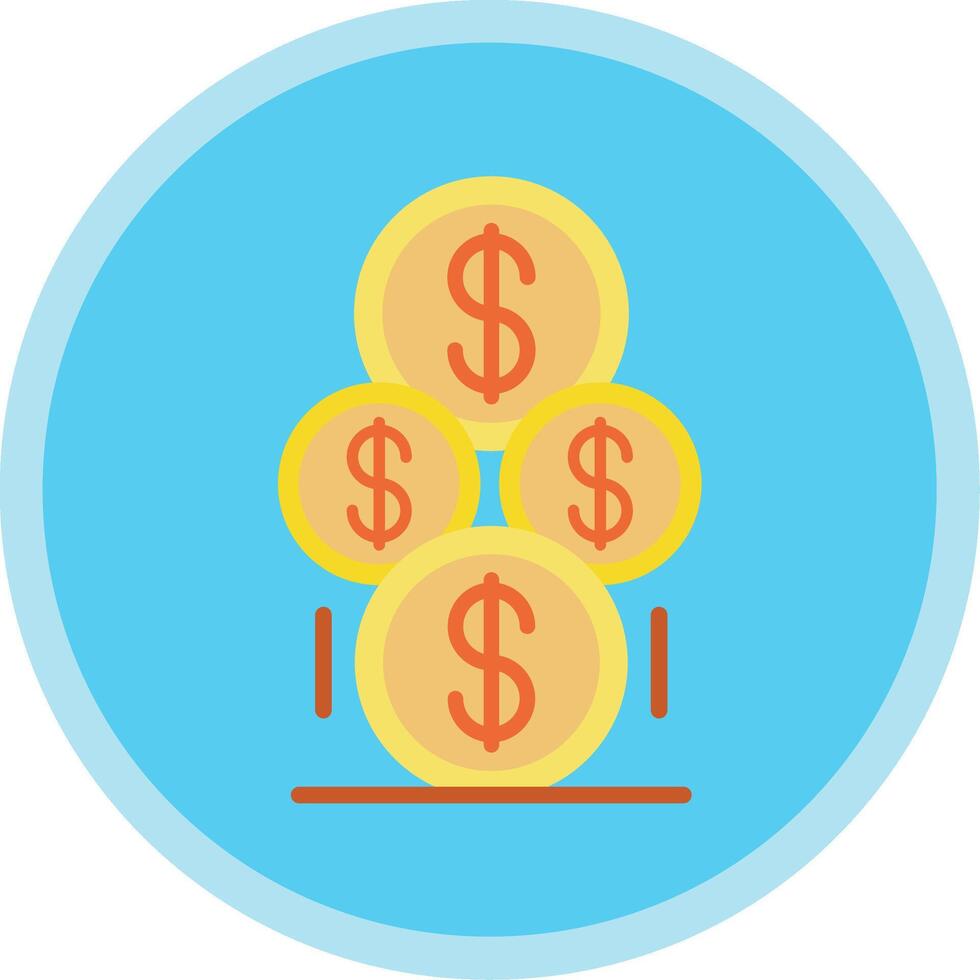 Coins Flat Multi Circle Icon vector