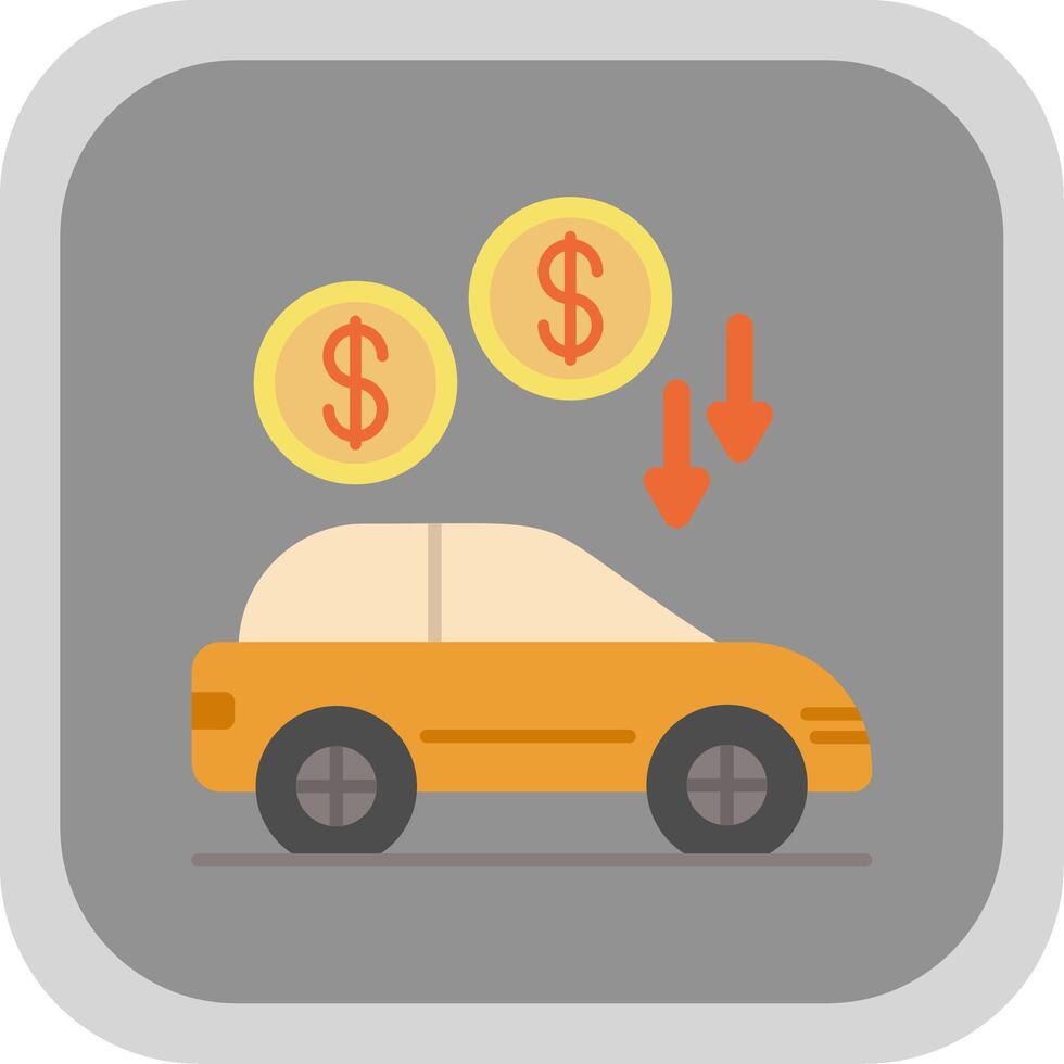 Car Loan Flat Round Corner Icon vector