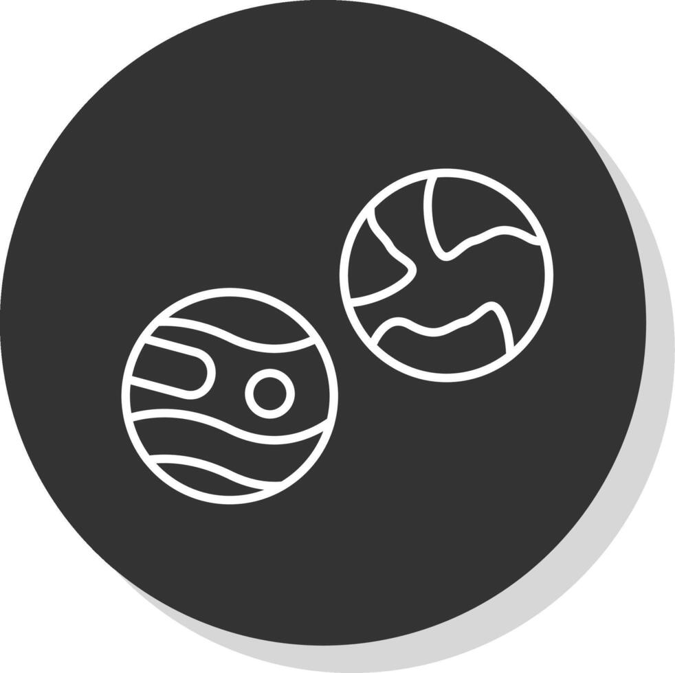 Planets Line Grey Circle Icon vector