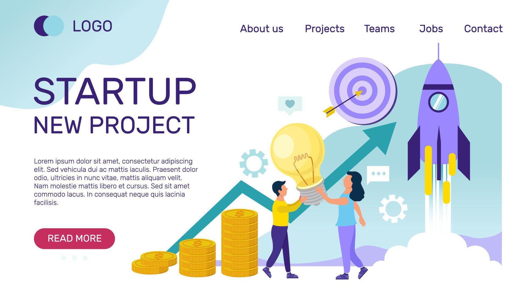 Startup of new project web banner template vector