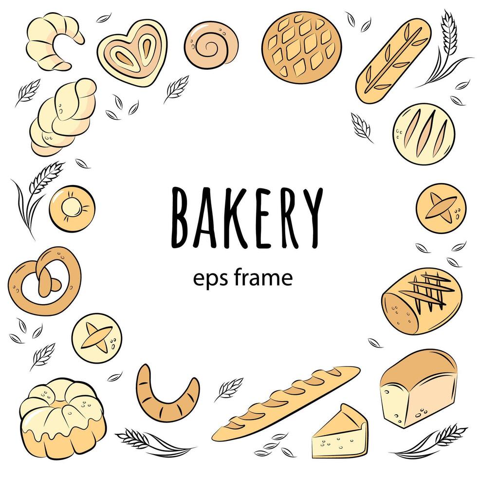 Bakery Square round frame. vector