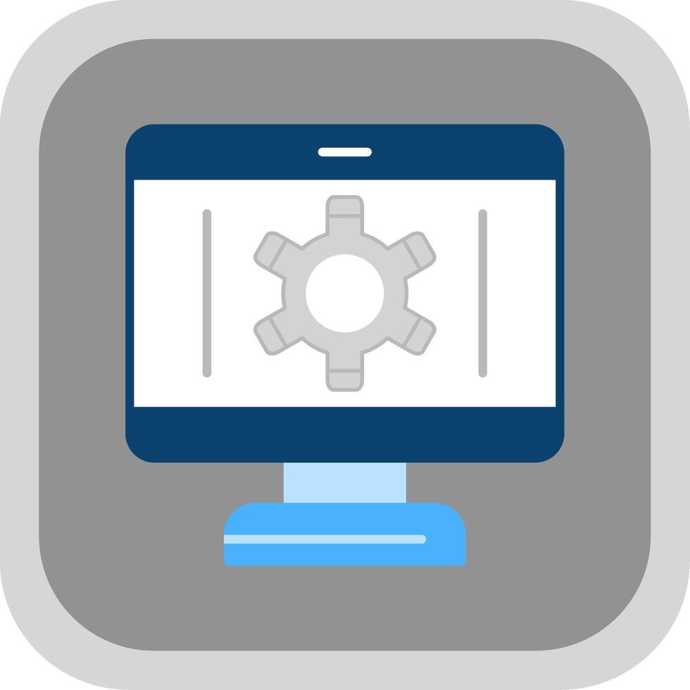 Setting Flat Round Corner Icon vector