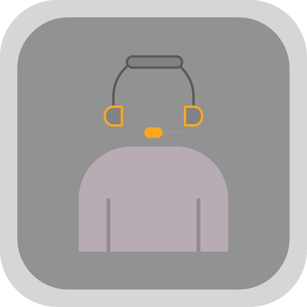 Headset Flat Round Corner Icon vector