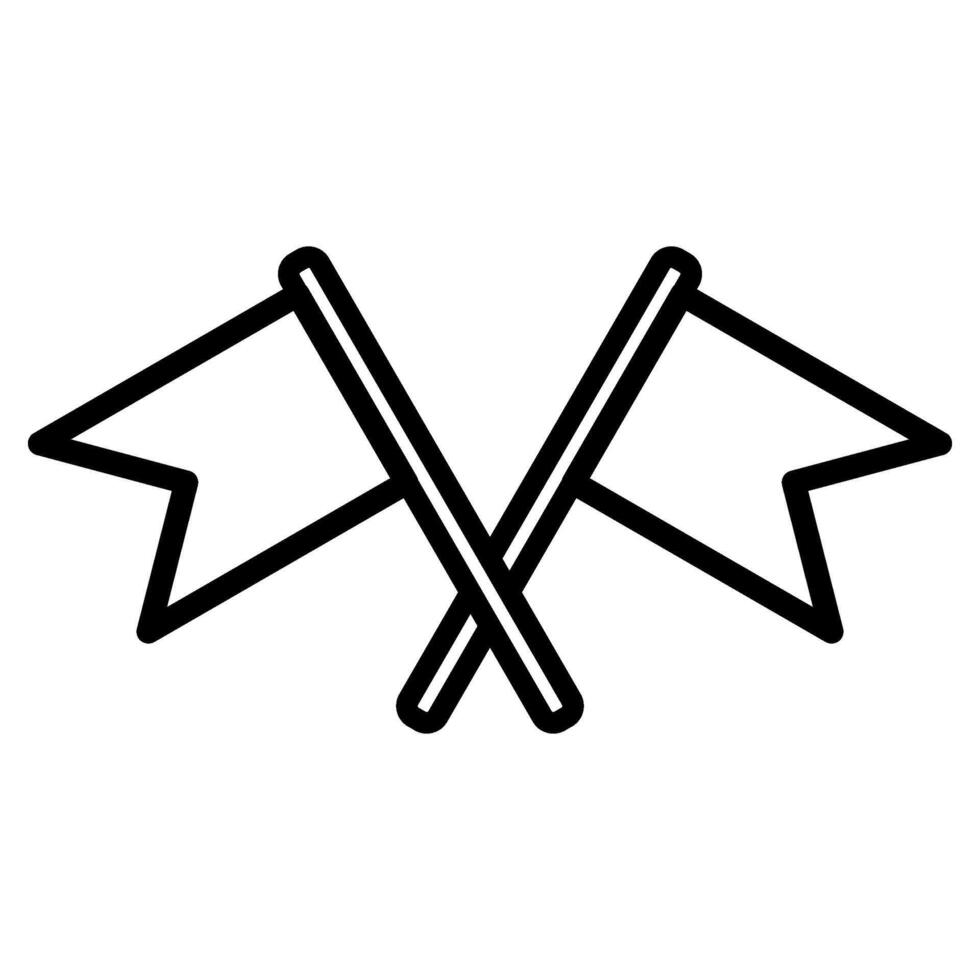 Crossed Paper Flags Birthday Thin Stroke Icon vector