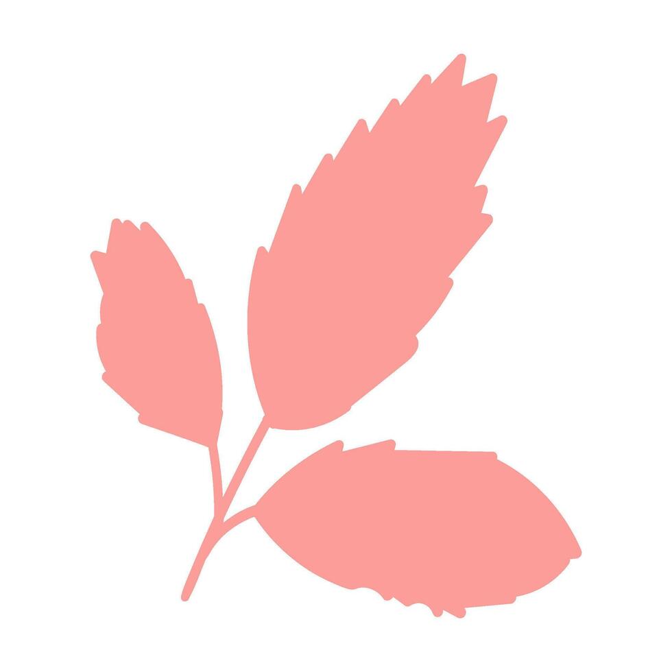 Pink Tree Leaf Herbarium Bright Silhouette Icon vector