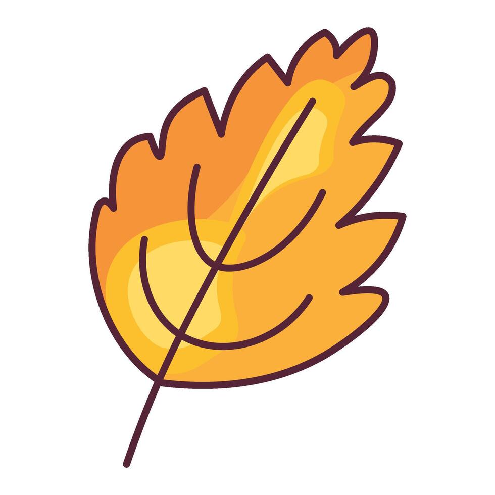 Autumn Tree Wide Leaf Foliage Stroked Illustration vector