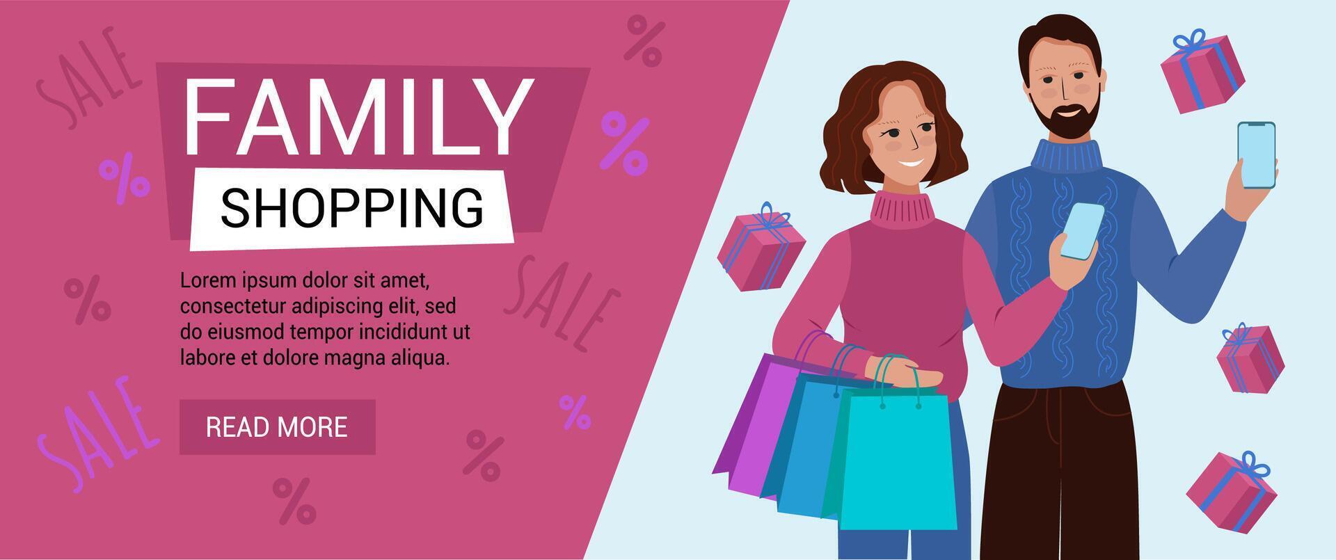 banner on the theme Shopping, discounts, cashback. vector