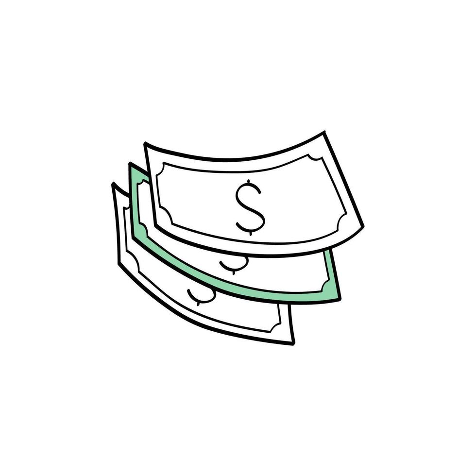 billetes con dólar signo. icono en contorno estilo. vector