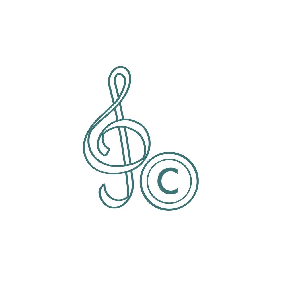 Copyright melody, music, song. Treble clef. Icon on a white background. vector