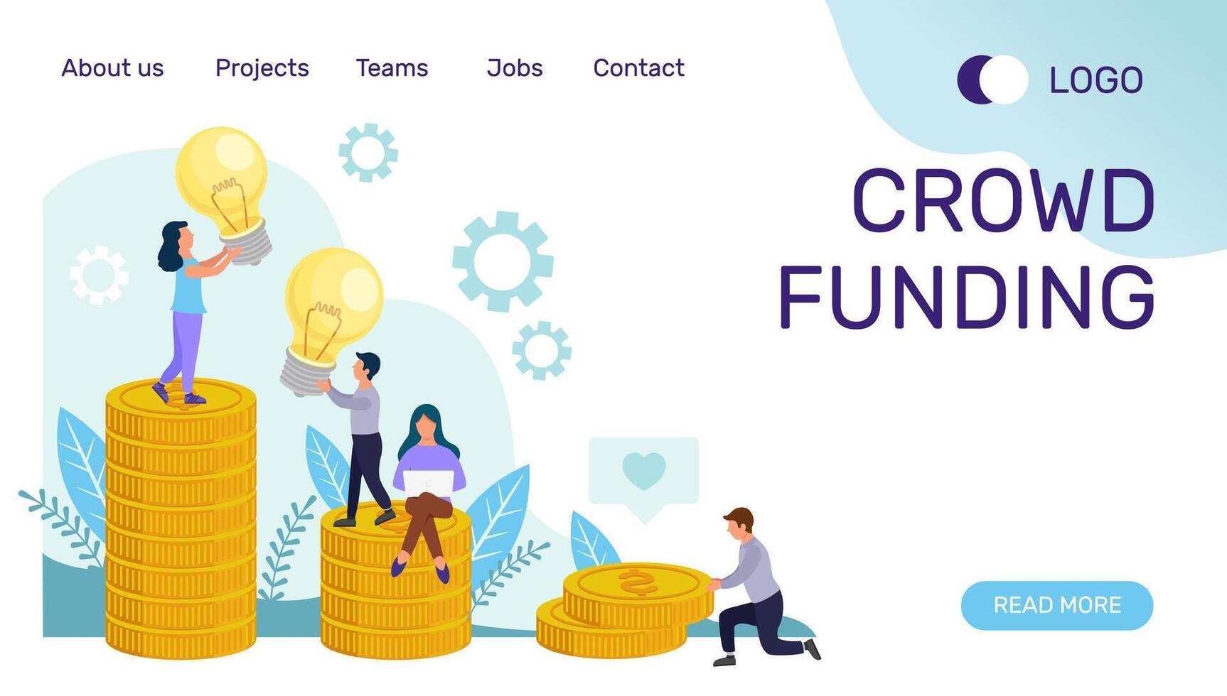 Crowdfunding, partnership, collective collaboration of people vector