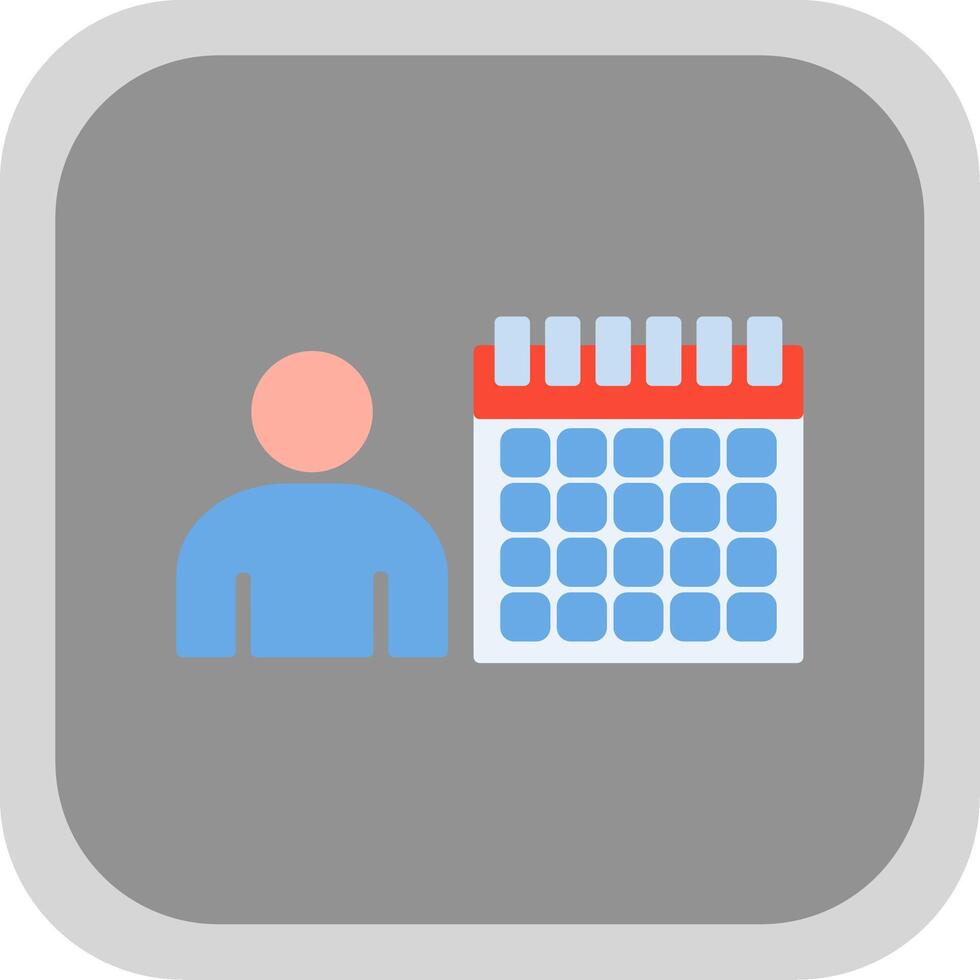 Time Management Flat Round Corner Icon vector
