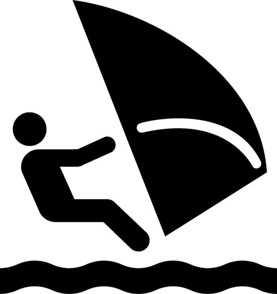 wind surfing symbol black and white vector