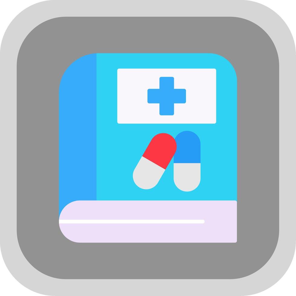 Medical Book Flat Round Corner Icon vector