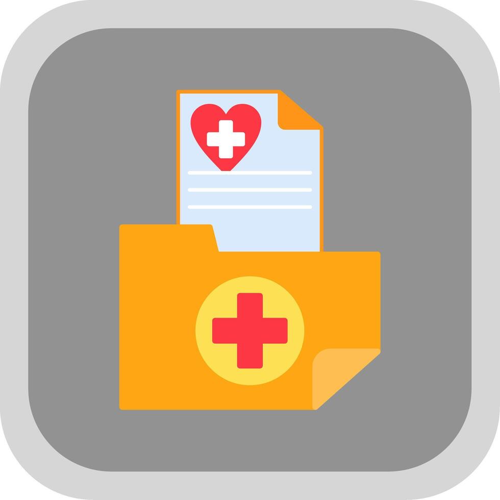 Medical Folder Flat Round Corner Icon vector