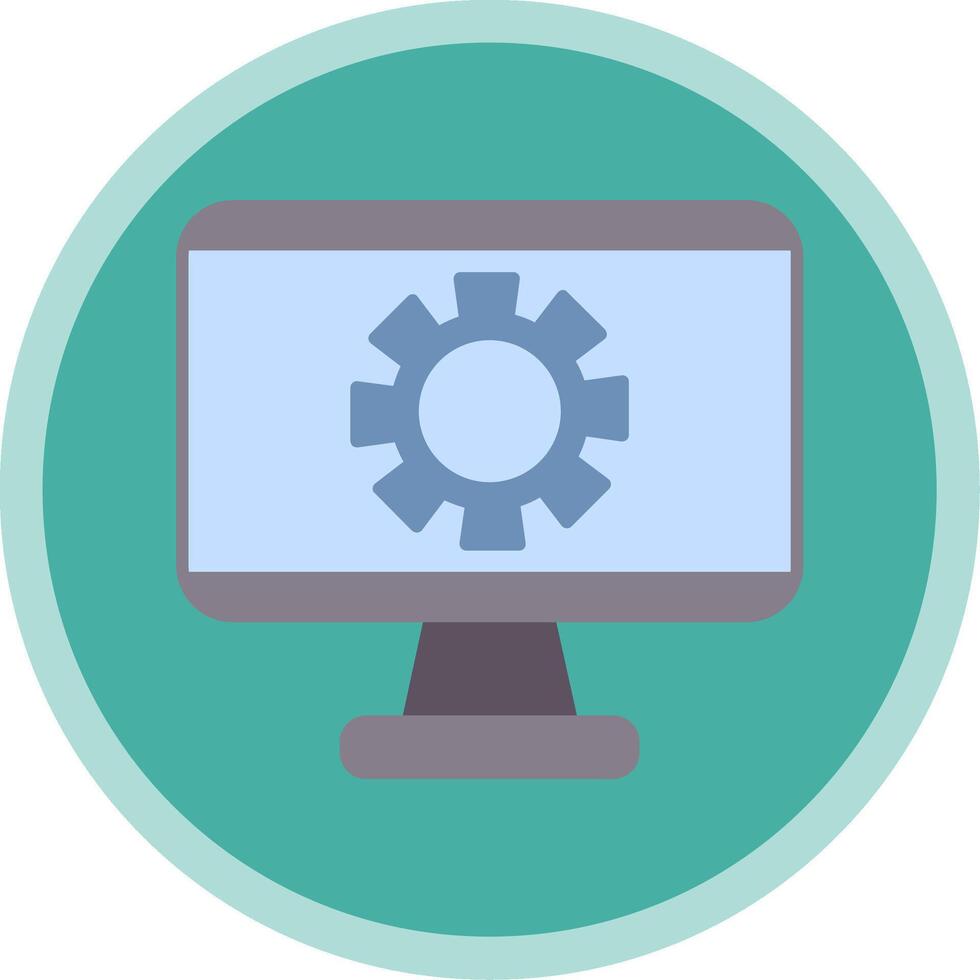 Monitor Screen Flat Multi Circle Icon vector