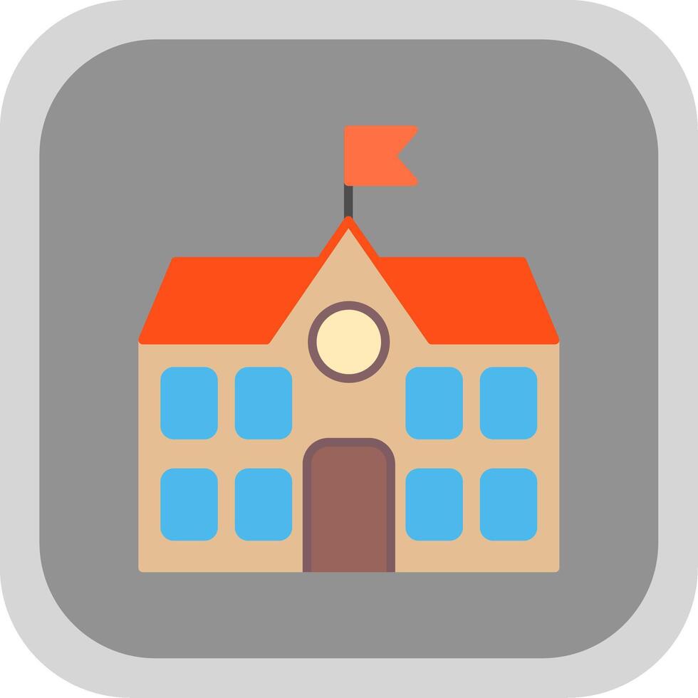 School Flat Round Corner Icon vector