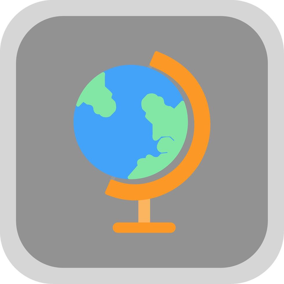 Earth Globe Flat Round Corner Icon vector
