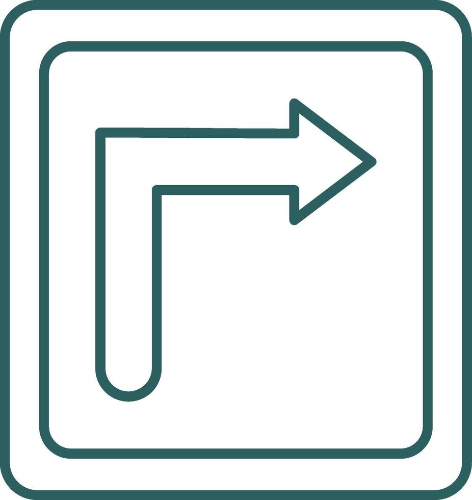 Turn Right Line Gradient Round Corner Icon vector