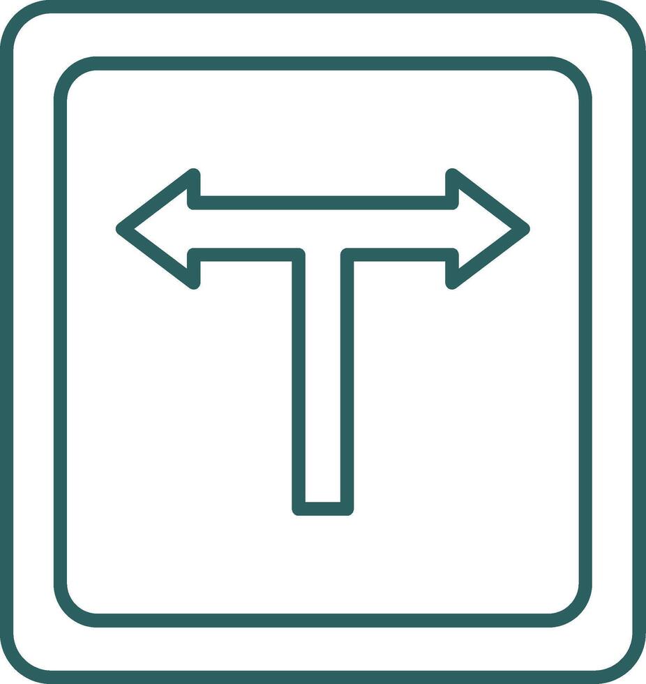 T Junction Line Gradient Round Corner Icon vector