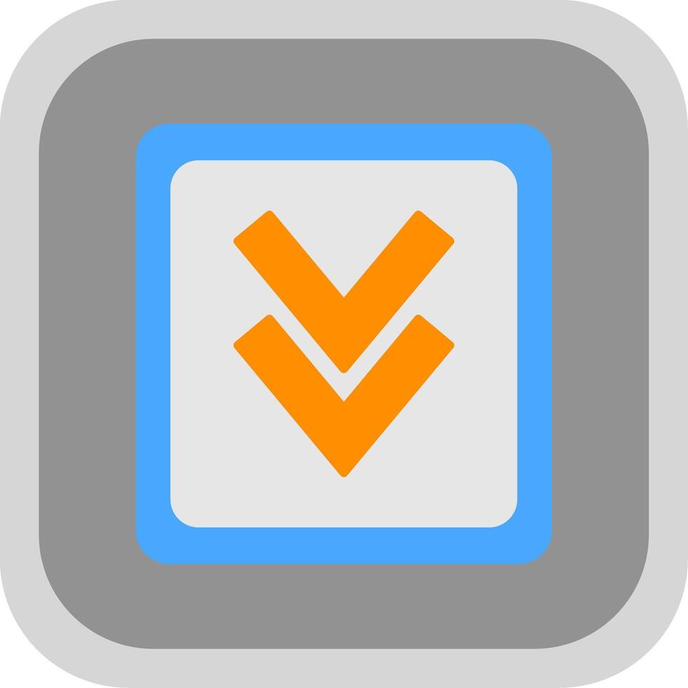 Down Flat Round Corner Icon vector