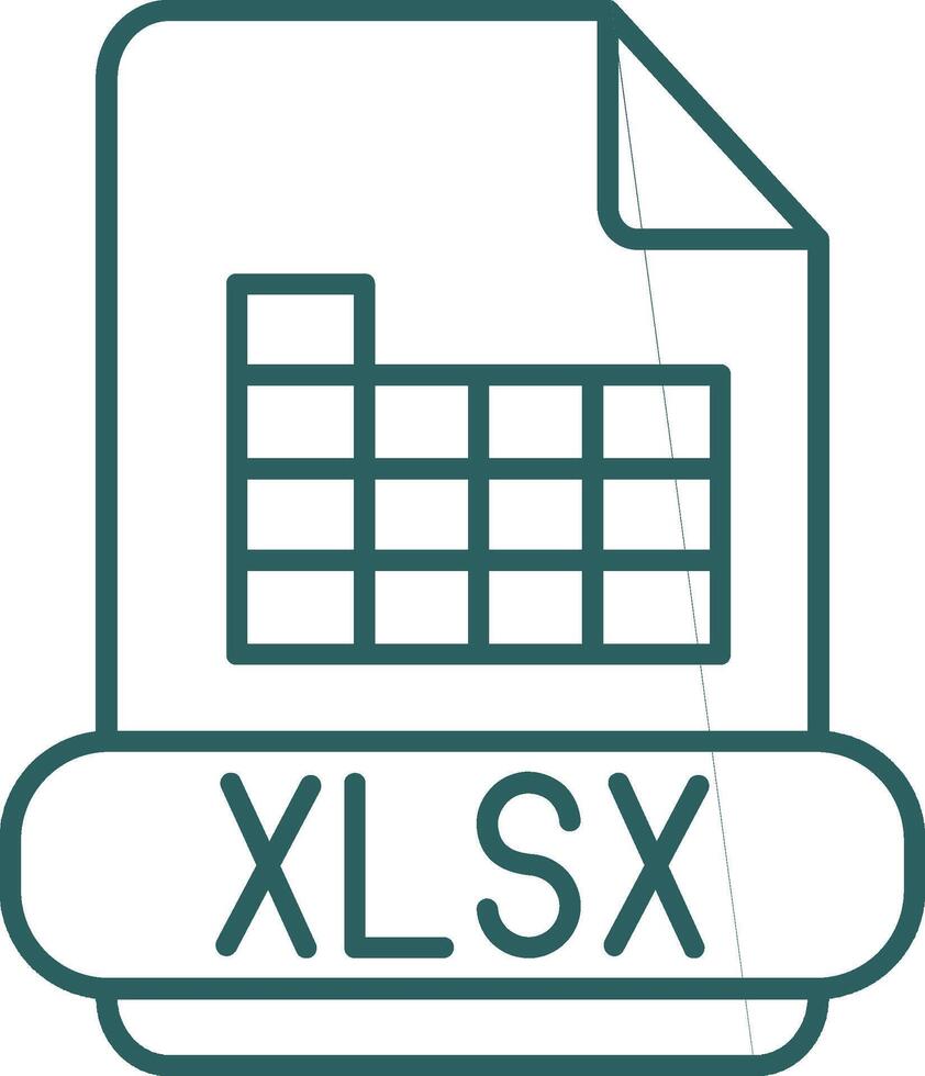 xlsx línea degradado redondo esquina icono vector