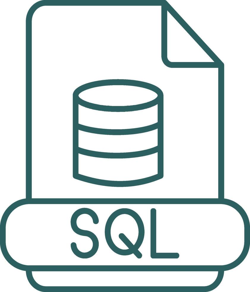 Sql Line Gradient Round Corner Icon vector