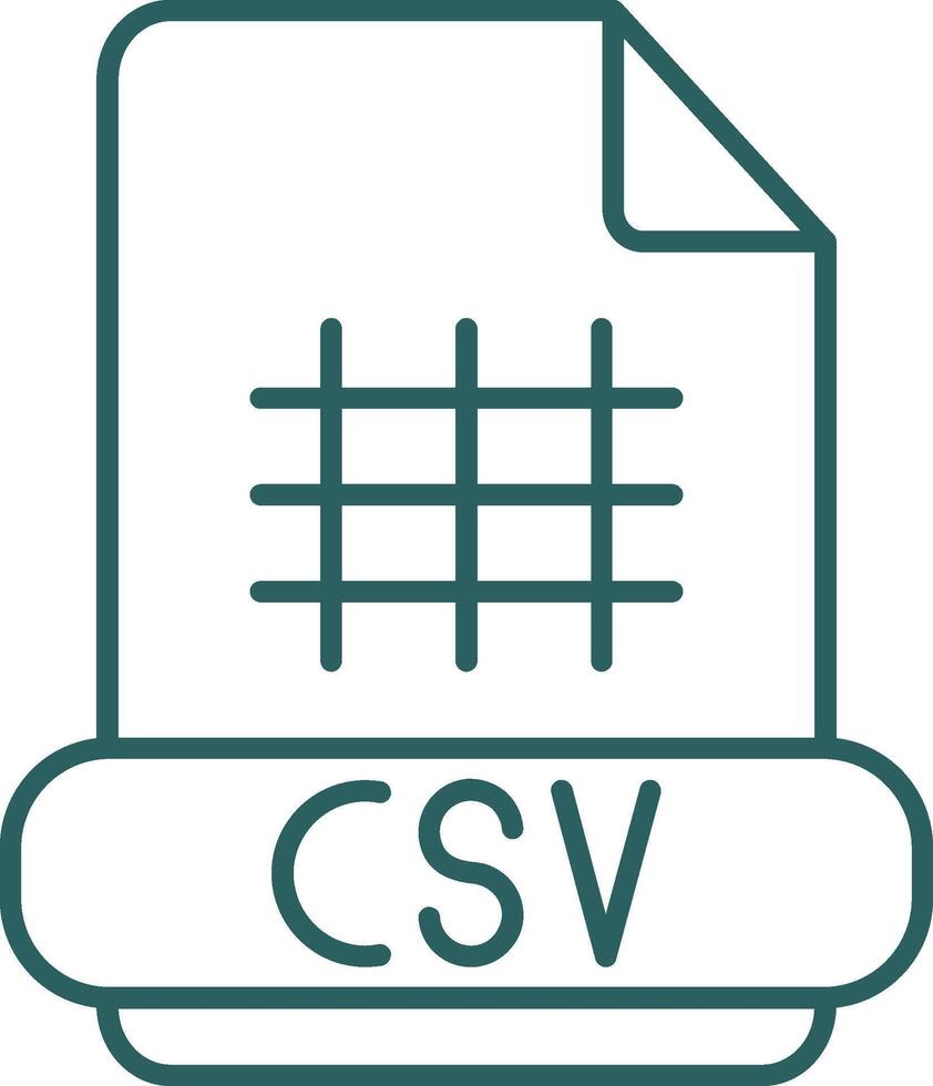 csv línea degradado redondo esquina icono vector