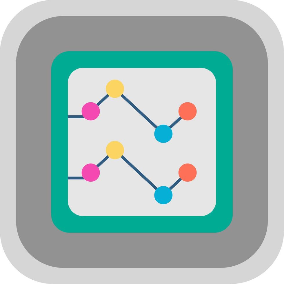 Line Chart Flat Round Corner Icon vector