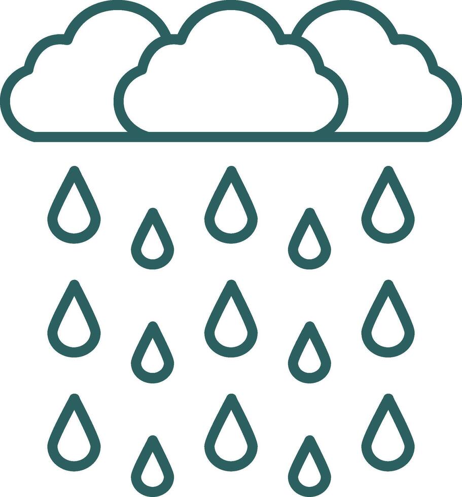 Heavy Rain Line Gradient Round Corner Icon vector
