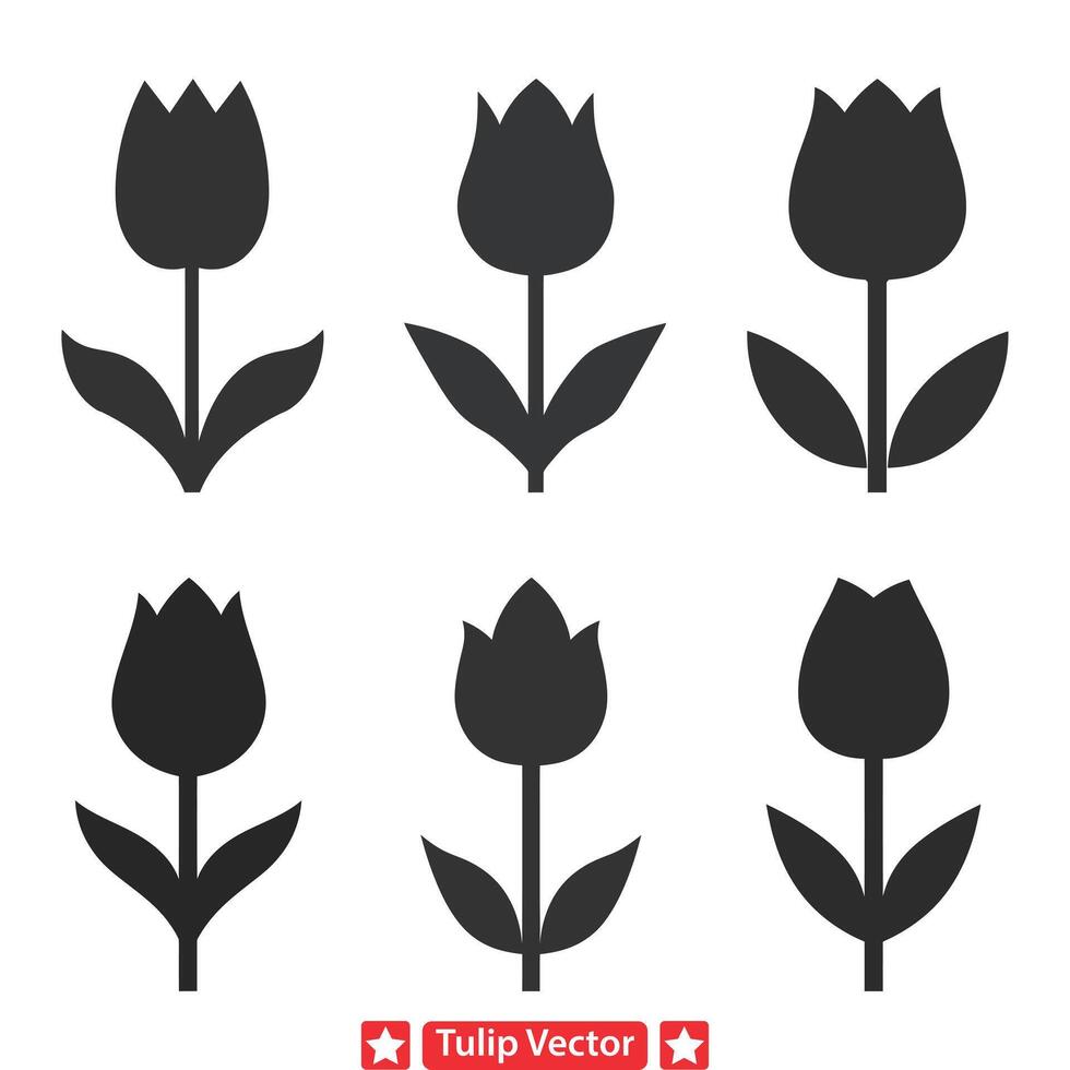 Floral Whispers Captivating Tulip Silhouette Ensemble vector