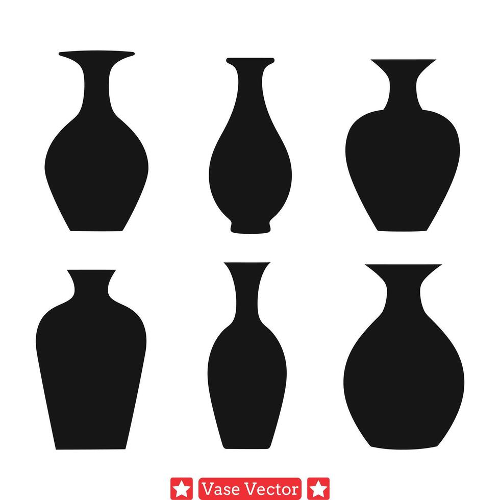 Classic Vase Silhouette Set Timeless Elegance for Your Projects vector