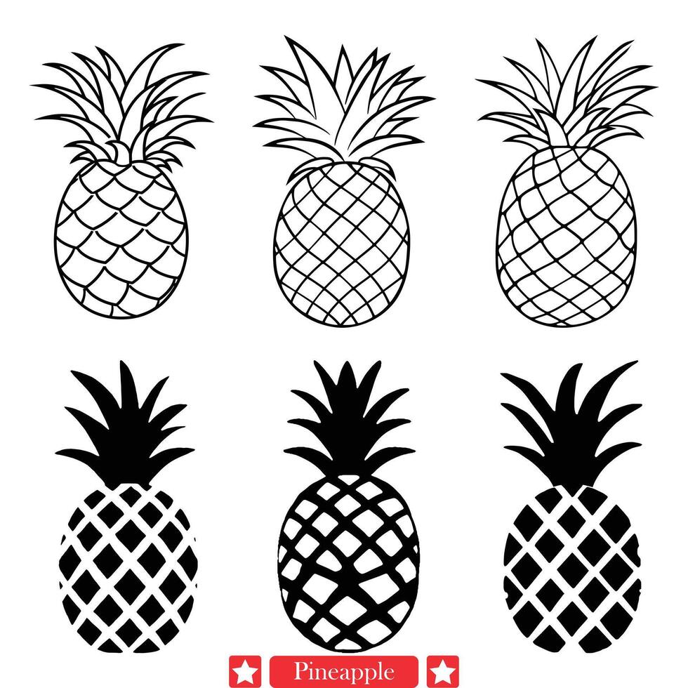 Island Inspiration Radiant Pineapple Silhouette Igniting Creative Sparks vector