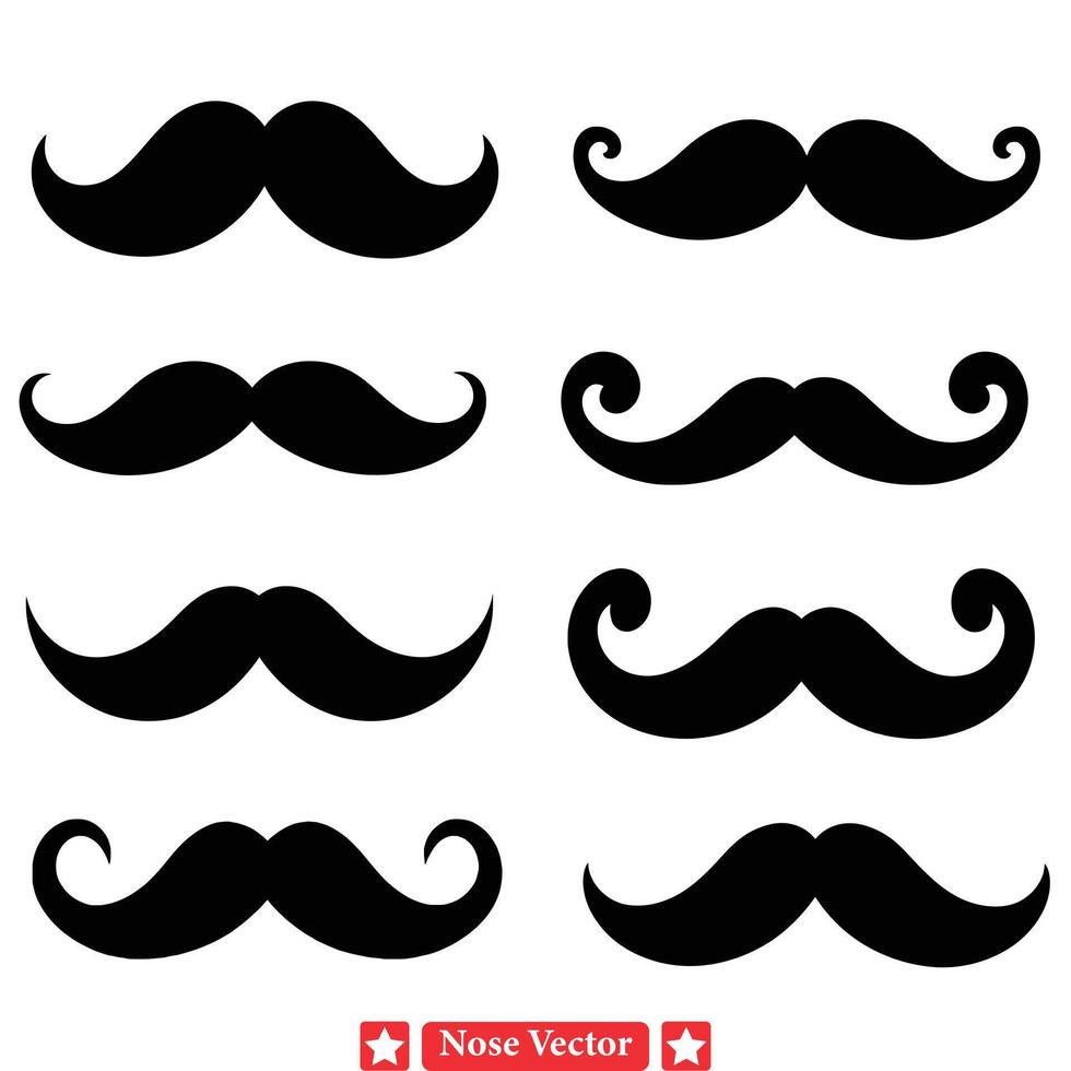 Stylish Stubble Mustache Silhouette Bundle Fashionable and Trendsetting Designs for Creative Ventures vector