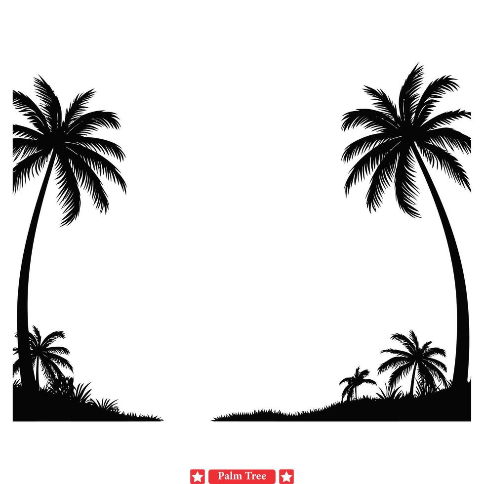 Beachfront Beauty Transform Your Designs with Elegant Palm Tree Silhouettes. vector