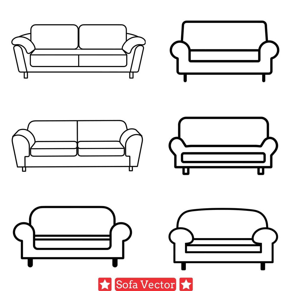 Urban Sofa Silhouette Set Contemporary Furniture Designs for City Living and Modern Interior Spaces vector