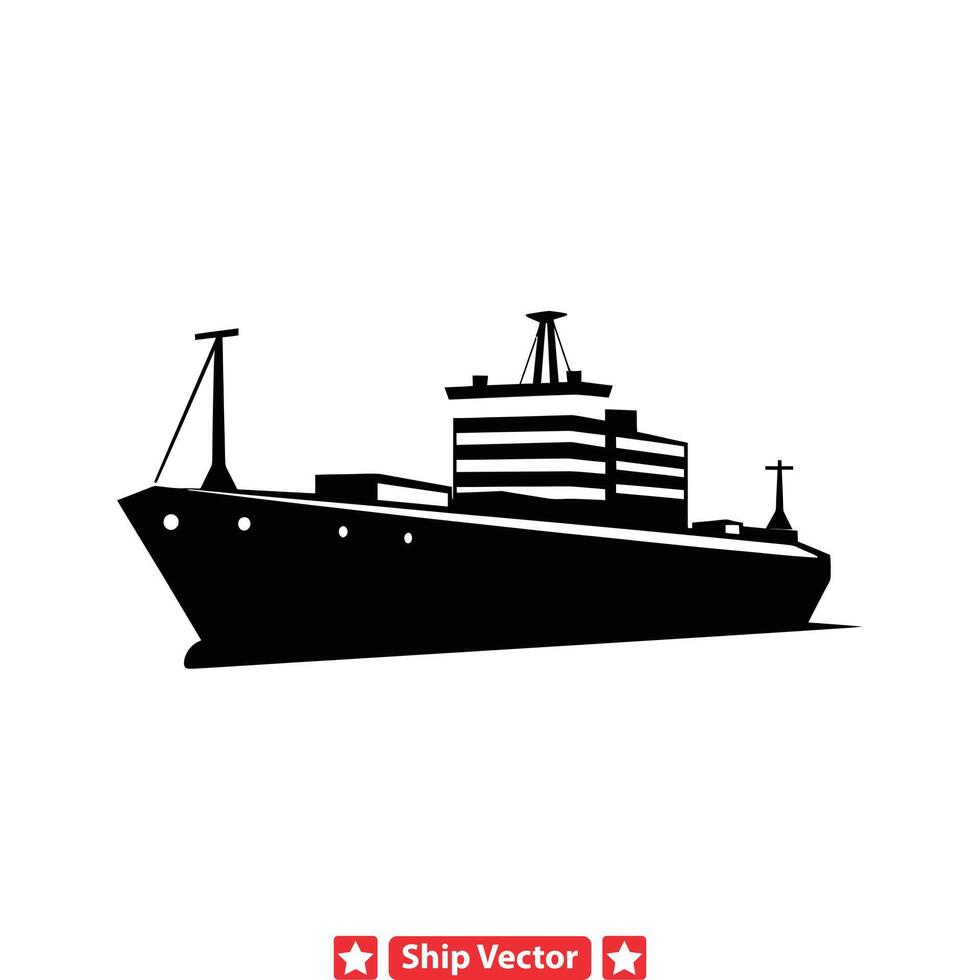 Coastal Elegance Stylish Ship Silhouettes Adding Sophistication to Nautical themed Designs and Decor vector