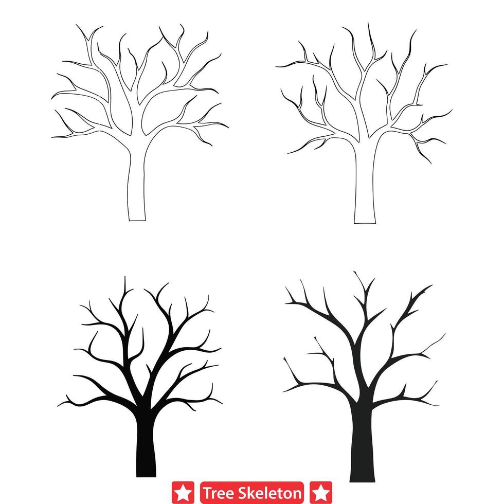 místico árbol esqueletos cautivador silueta conjunto vector