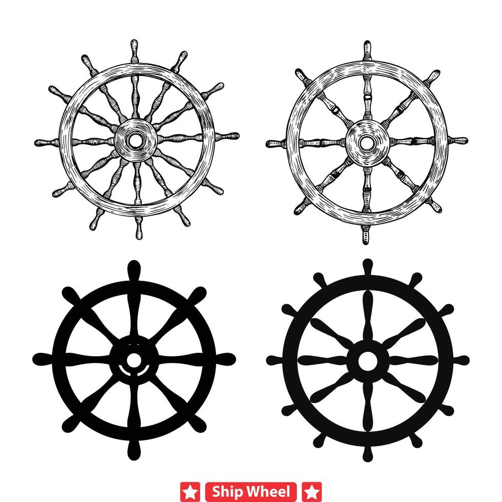 capitán s orgullo detallado Embarcacion rueda silueta ilustración para marinero entusiastas vector