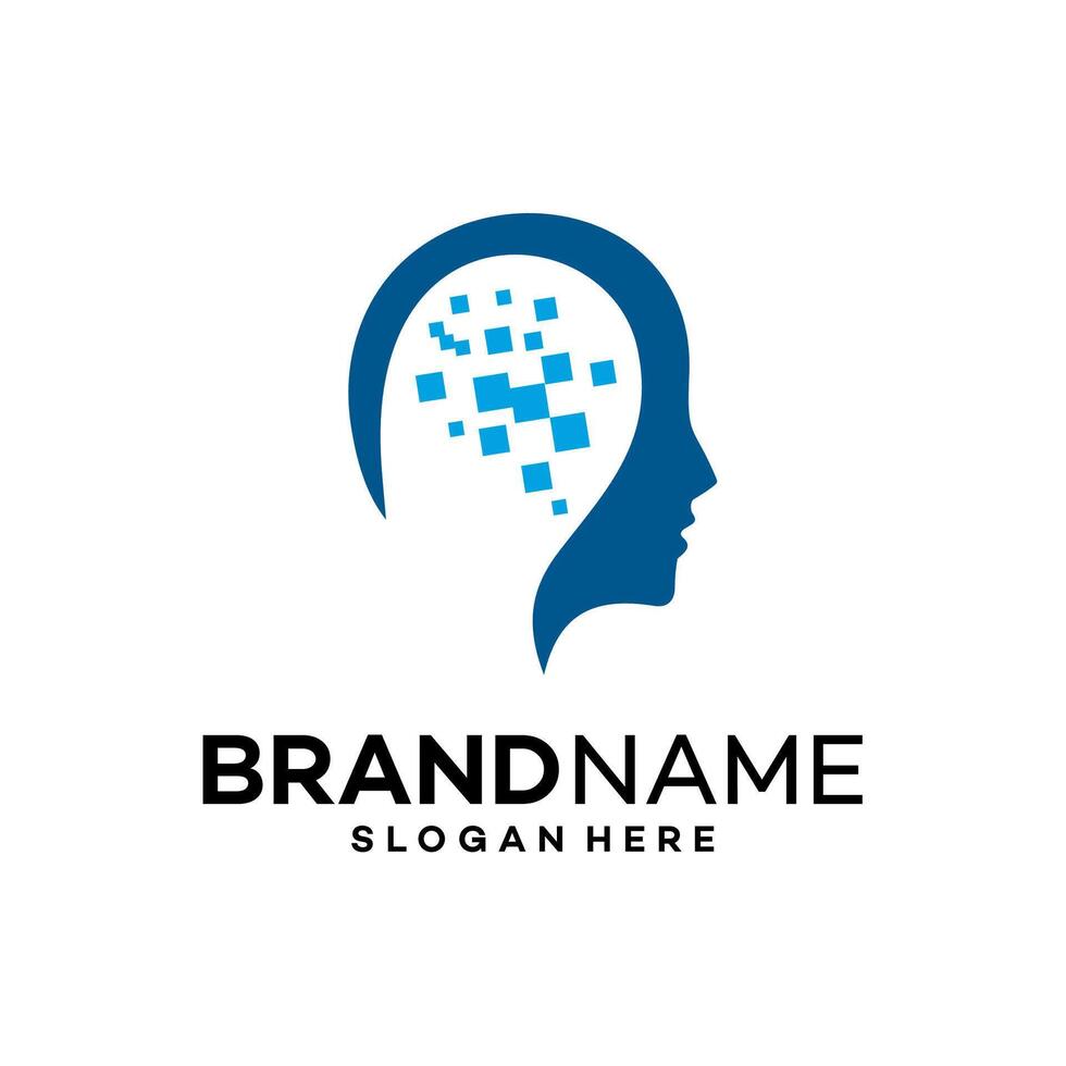 brain tech logo design template illustration vector