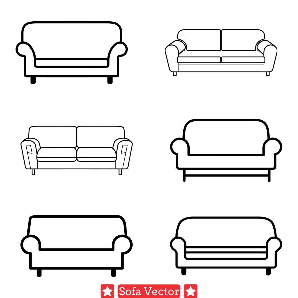 clásico sofá silueta colección eterno mueble diseños para tradicional interior decoración temas vector