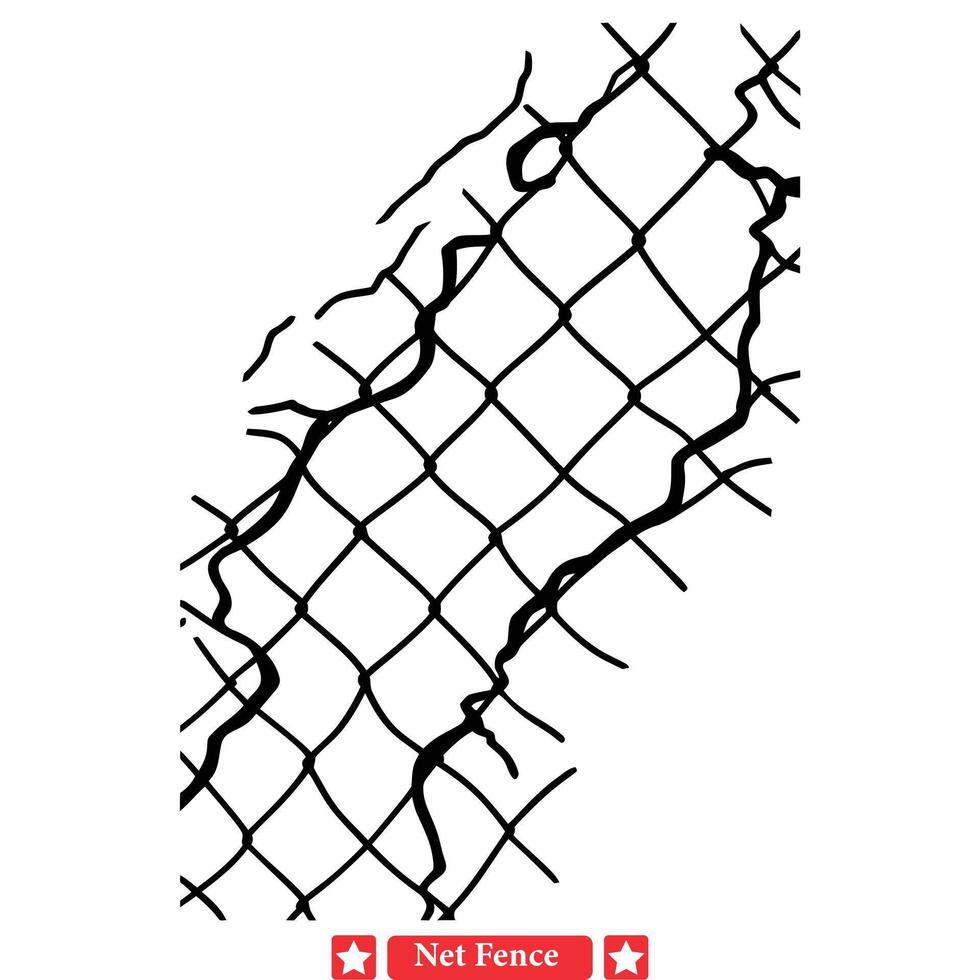 Crafted Boundaries Intricate Net Fence Set for Graphic Creativity vector