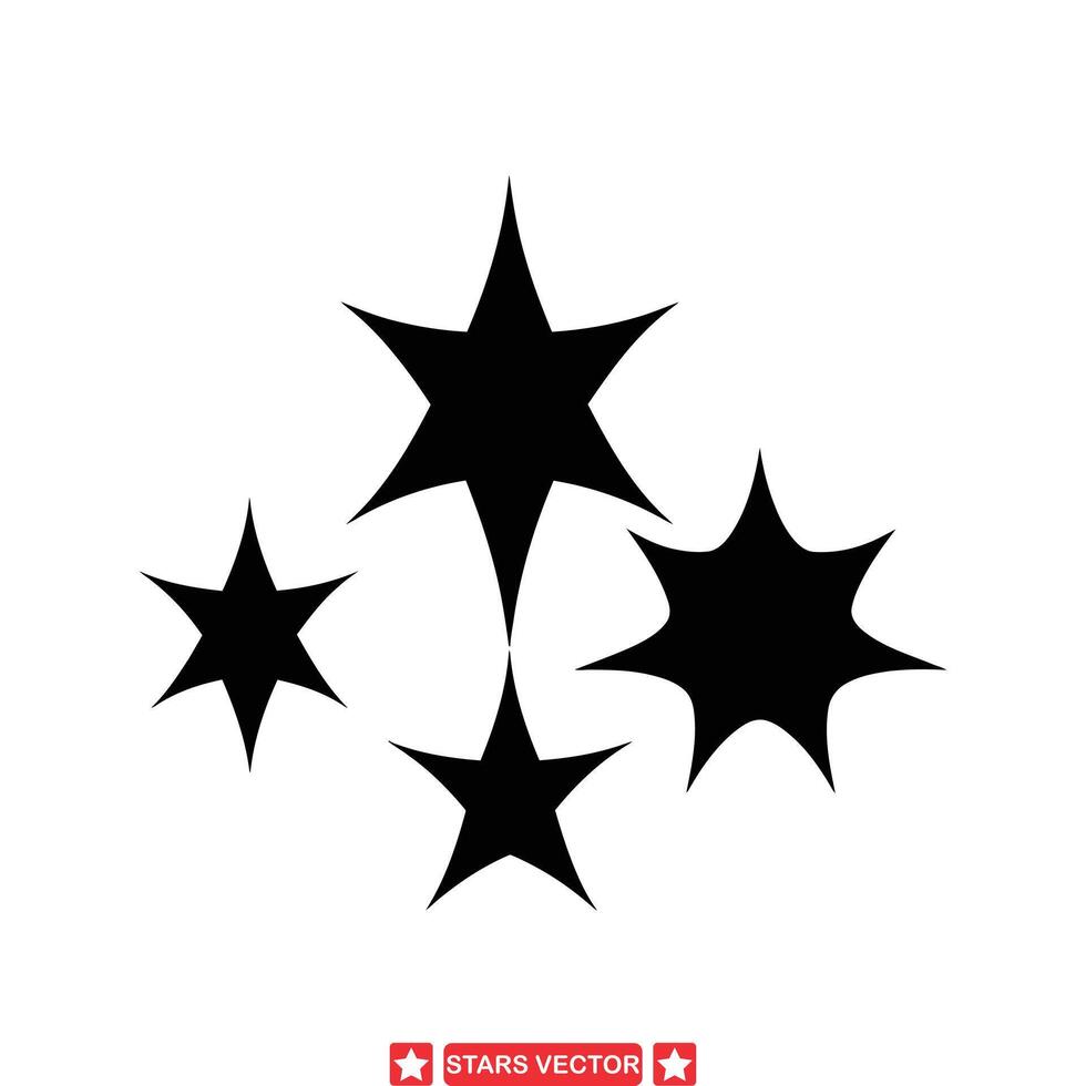 Celestial Splendor A Collection of Dazzling Star Silhouettes for Your Designs vector