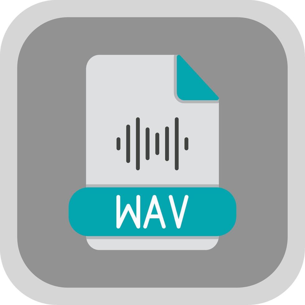 Wav Format Flat Round Corner Icon vector