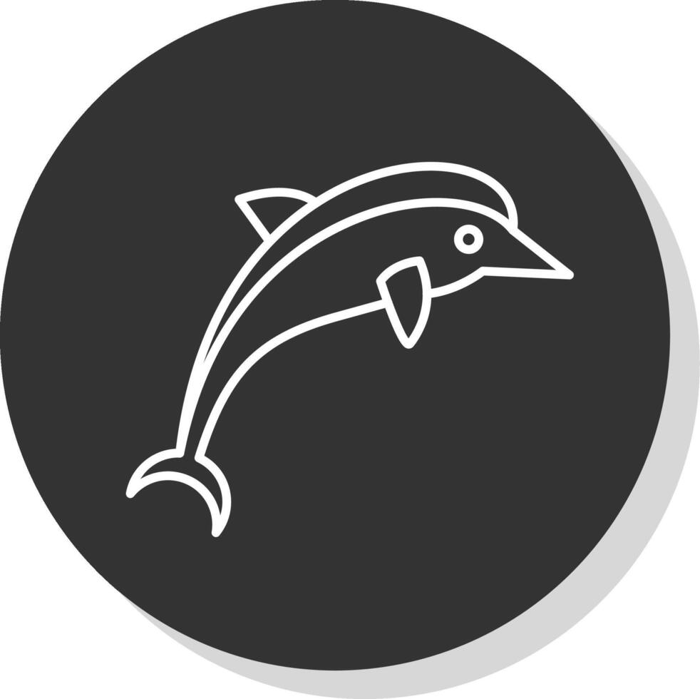 Dolphin Line Grey Circle Icon vector