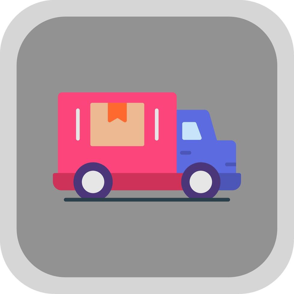 Delivery Truck Flat Round Corner Icon vector