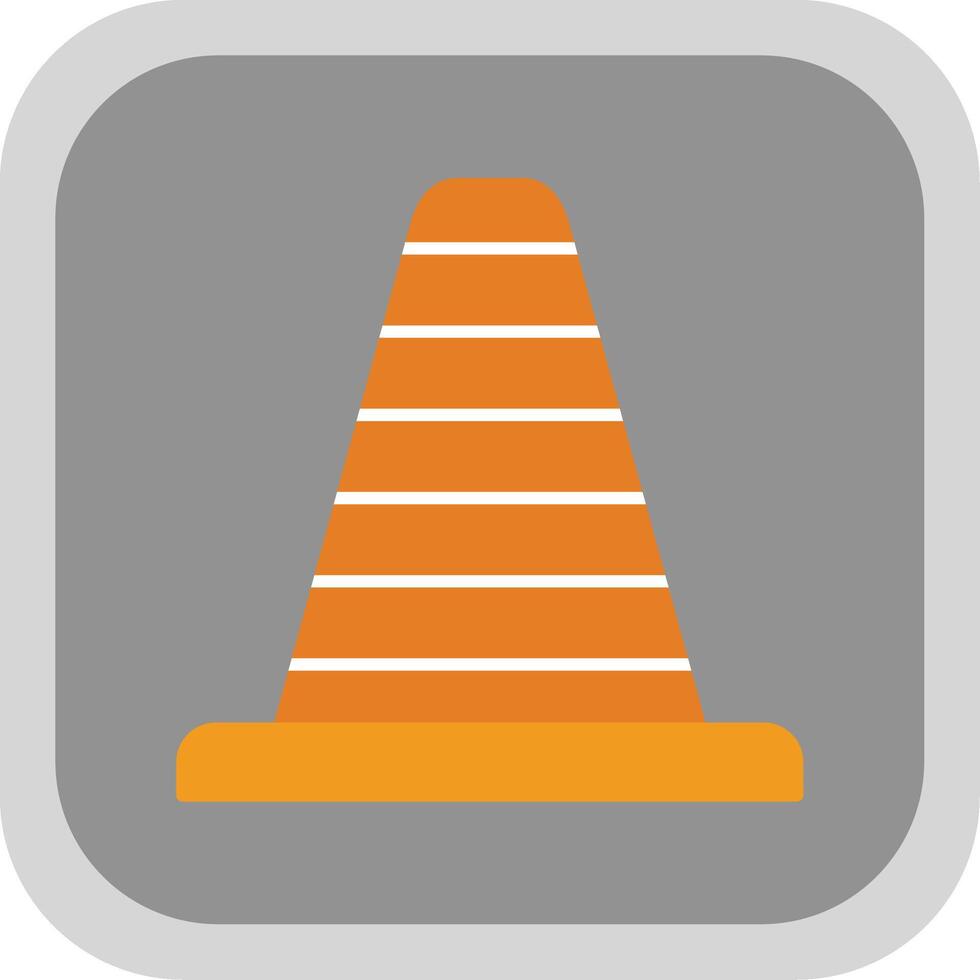 Traffic Cone Flat Round Corner Icon vector