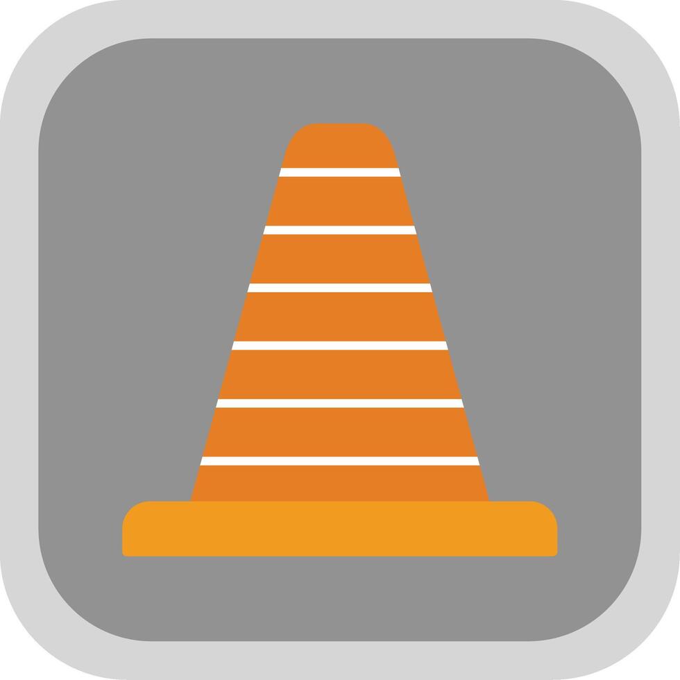 Traffic Cone Flat Round Corner Icon vector