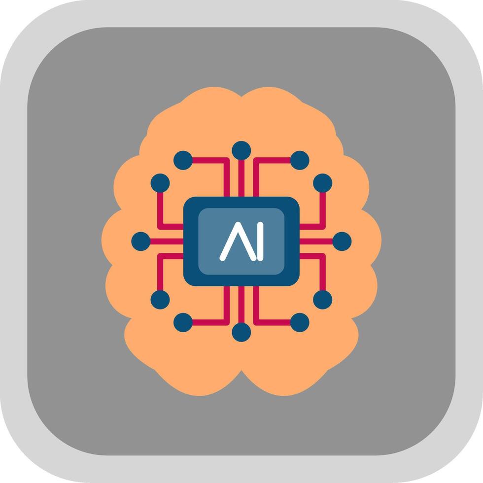 Artificial Intelligence Flat Round Corner Icon vector
