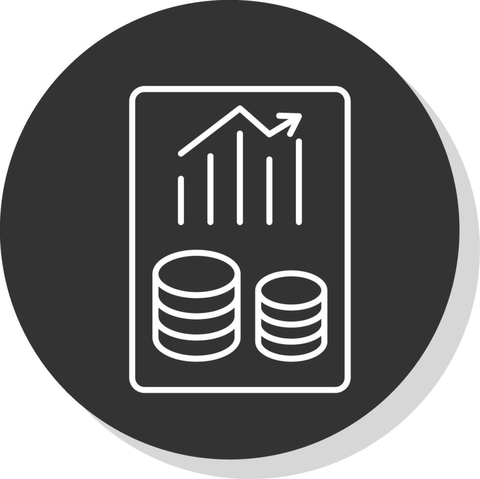 Finanzas reporte línea gris circulo icono vector